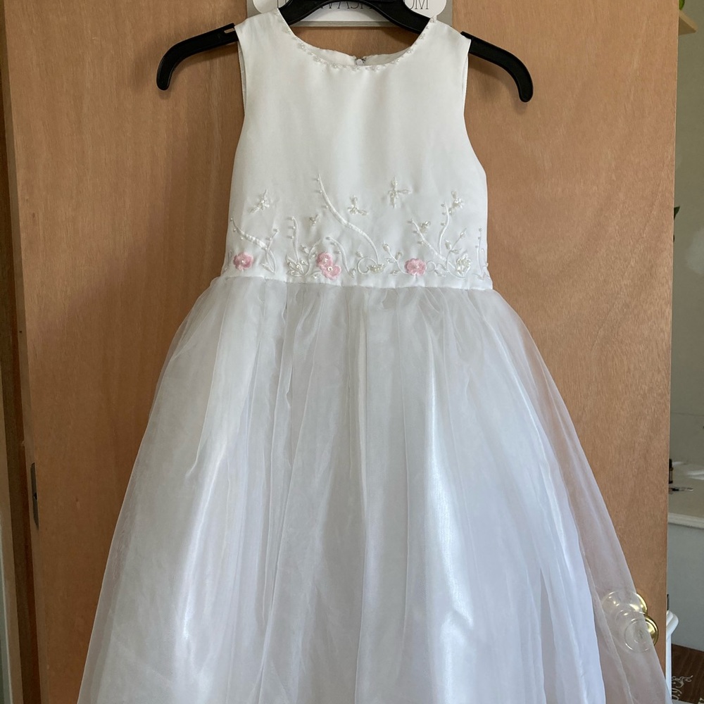 Little Girls Formal Dress with Embroidered Flowers